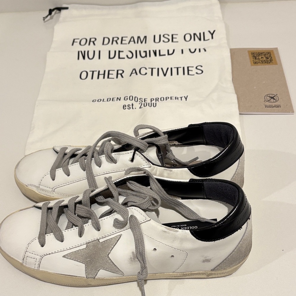 Golden Goose Kids White and Black Star Sneakers